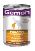 Gemon Dog Mini консервы для собак мелких пород кусочки курицы с рисом 415г