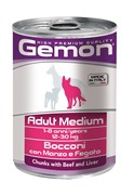 Gemon Dog Medium консервы для собак средних пород кусочки говядины с печенью 415г