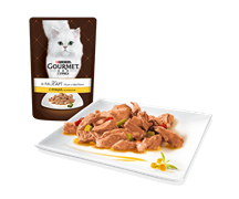 ГУРМЭ ALCTE корм для кошек кусочки в подливе домашняя птица/овощи пакетик 85г