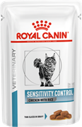 ROYAL CANIN (Роял Канин) Мелкие кусочки в соусе для кошек с пищевой аллергией c курицей, Sensitivity control Chicken S/O