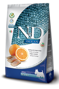 FARMINA N&D OCEAN Беззерновой корм. Сельдь и апельсин для взрослых собак, мелких пород