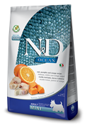 FARMINA N&D OCEAN Беззерновой корм. Треска, тыква и апельсин для взрослых собак малых пород