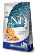 FARMINA N&D OCEAN Беззерновой корм. Треска, тыква и апельсин для взрослых собак средних и крупных пород