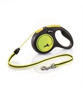 FLEXI Рулетка-трос светоотражающая для собак до 12кг, 5м, желтая (New Neon S Cord 5m yellow)