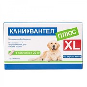 КАНИКВАНТЕЛ ПЛЮС ХL 12табл., антигельминтик д/собак и кошек, 1табл./20кг