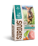 Сухой корм Sirius (Сириус) для взрослых собак крупных пород индейка с овощами