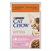 Cat Chow паучи для котят "Кусочки в желе с индейкой и кабачком" 85 гр