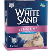 White Sand комкующийся наполнитель для чувствительных кошек, без запаха, коробка