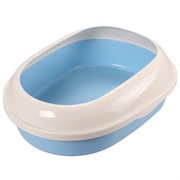 Туалет P541 для кошек овальный с бортом, голубой, 490*380*160мм