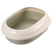 Туалет P541 для кошек овальный с бортом, оливковый, 490*380*160мм