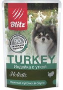 Blitz Holistic «Индейка с уткой» кусочки в соусе – влажный корм для взрослых собак мелких пород 85гр