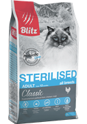 Blitz Sterilised Cat Chicken Classic с курицей сухой корм для стерилизованных кошек