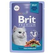 Brit пауч для взрослых стерилизованных кошек с перепелкой в желе 85гр