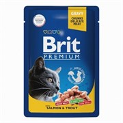 Brit пауч для взрослых кошек с лососем и форелью 85гр