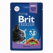 Brit пауч для взрослых кошек с треской в соусе 85гр