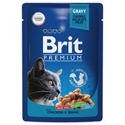 Brit пауч для взрослых кошек с цыпленком и перепелкой в соусе 85гр