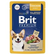 Brit пауч для взрослых стерилизованных собак всех пород с курицей в соусе 85гр