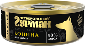 Четвероногий Гурман Golden консервы д/собак Конина натуральная в желе 100г