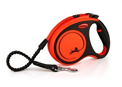 FLEXI  Xtreme Рулетка-ремень для активных собак до 35кг, 5м, черно-ораньжевая *с