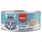 Wanpy Cat Консервы для кошек "Курица с треской" 95 гр