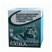 Севавит витаминно-минеральная кормовая добавка д/кошек старше 7 лет с олигосахаридами и таурином 60таб