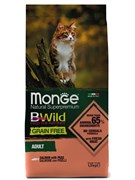 Сухой корм Monge Cat BWild GRAIN FREE для кошек, из лосося, беззерновой, 1,5 кг.