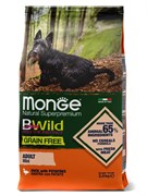 Сухой корм Monge Dog BWild GRAIN FREE Mini корм для взрослых собак мелких пород, беззерновой, из утки с картофелем 2,5 кг