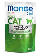 Влажный корм Monge Cat Grill для взрослых кошек, из кролика, паучи 85 г