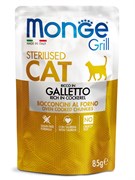 Влажный корм Monge Cat Grill для стерилизованных кошек, с курицей, паучи 85 г