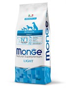 Cухой корм Monge Dog Speciality Line Light корм для взрослых собак всех пород, низкокалорийный, лосось с рисом 12 кг