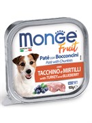 Влажный корм Monge Dog Fruit для собак,с индейкой с черникой, консервы 100 г