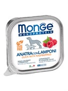 Влажный корм Monge Dog Natural Monoprotein Fruits для собак, паштет из утки с малиной, консервы 150 г