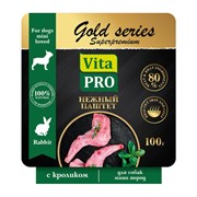 VITA PRO GOLD series Superpremium 100 г ламистер полнорационый консервированный корм нежный паштет для собак мини пород c кроликом 1х14